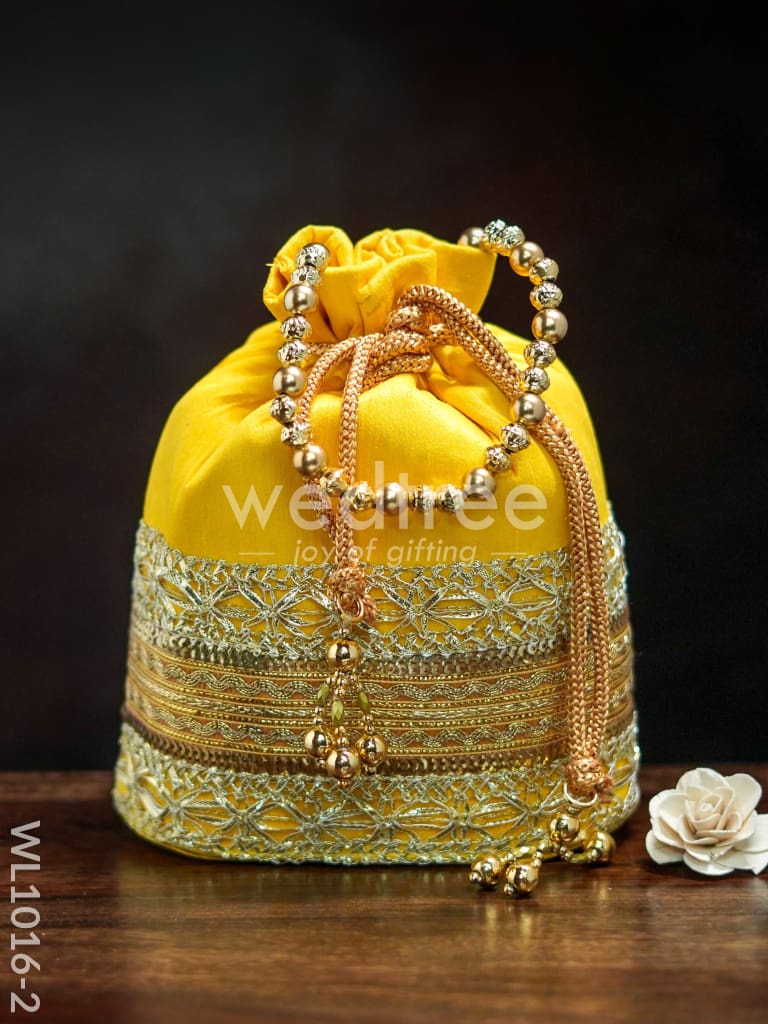 Potli Bag with Layered Embroidery and Zari work - WL1016