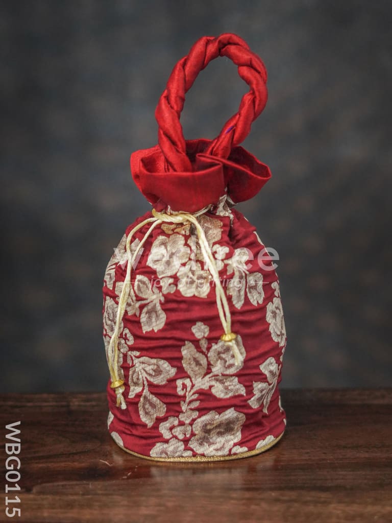 Potli Bag with Printed Golden Flower - WBG0115