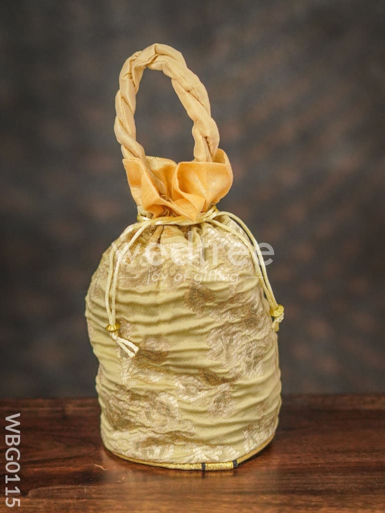 Potli Bag with Printed Golden Flower - WBG0115