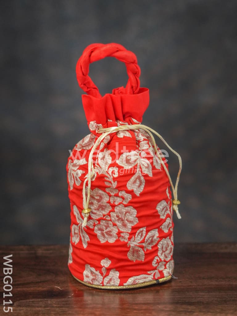 Potli Bag with Printed Golden Flower - WBG0115