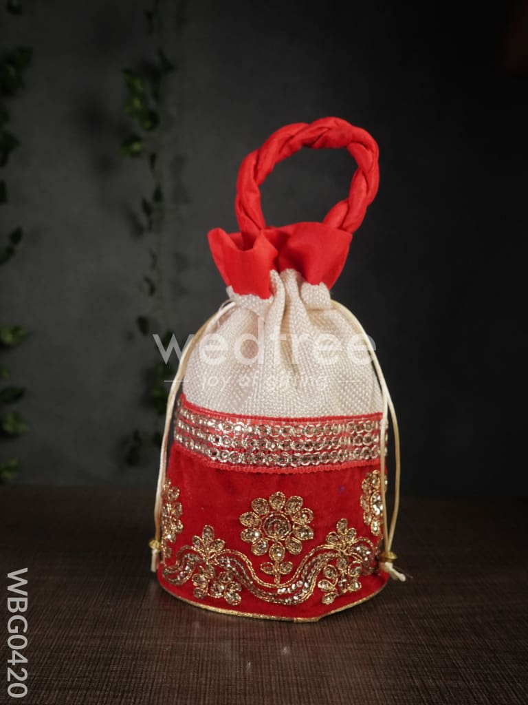 Potli Bag with Velvet Floral Embroidery Lace - WBG0420
