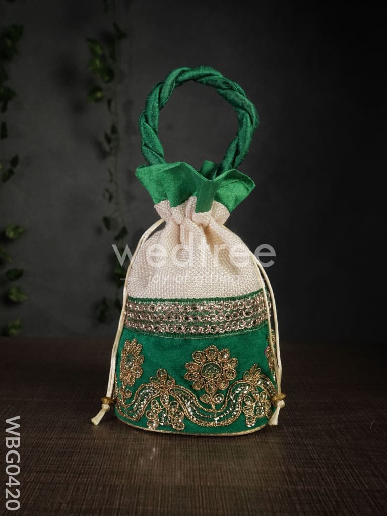 Potli Bag with Velvet Floral Embroidery Lace - WBG0420