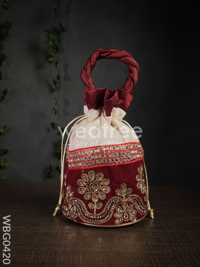 Potli Bag with Velvet Floral Embroidery Lace - WBG0420