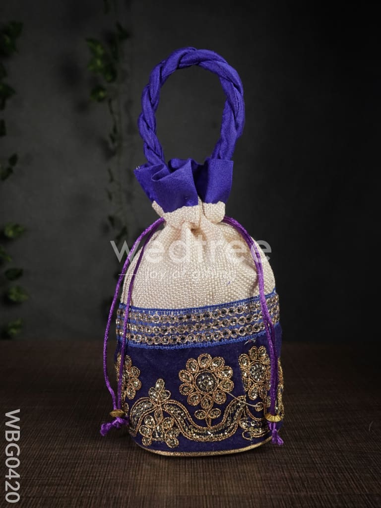 Potli Bag with Velvet Floral Embroidery Lace - WBG0420