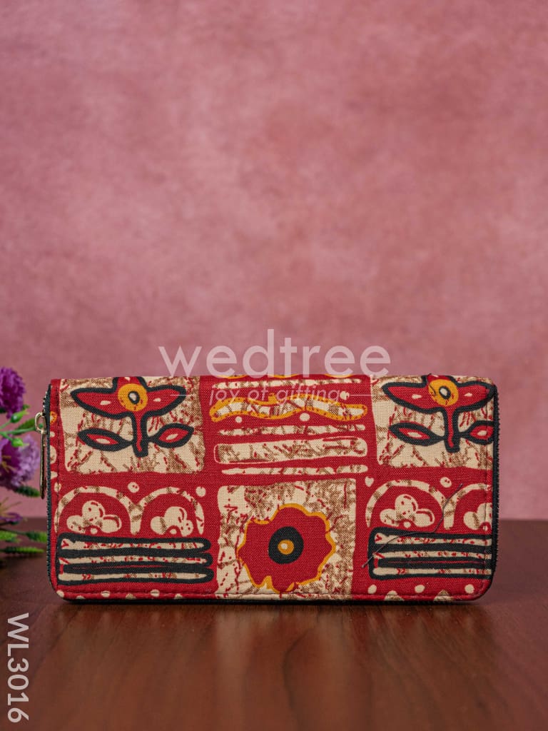 Printed Fabric Clutch with Faux Leather Handle - WL3016