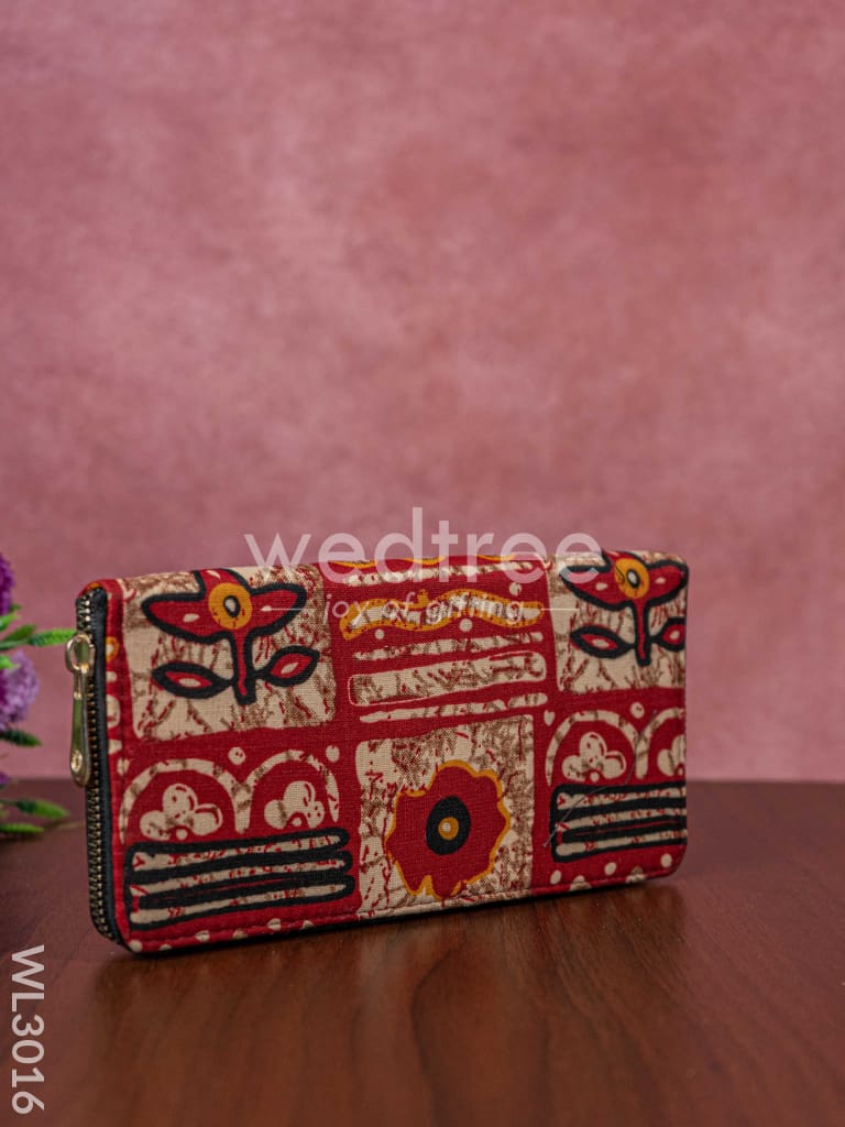 Printed Fabric Clutch with Faux Leather Handle - WL3016