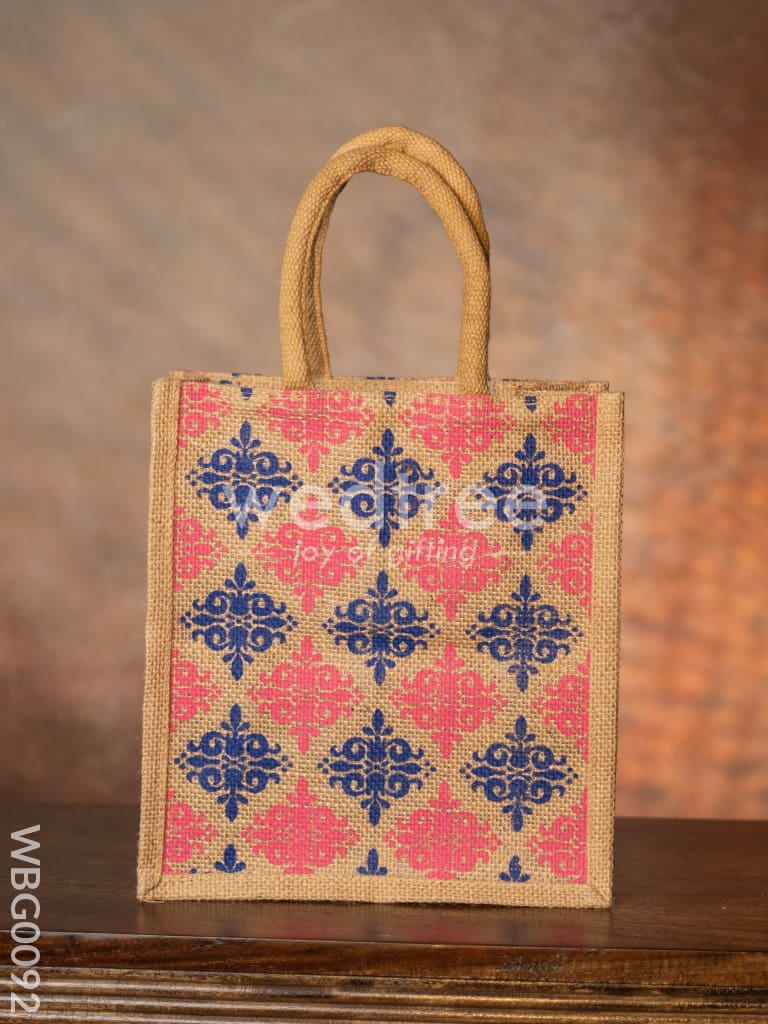 Printed Jute Bag with Zipper - WBG0092