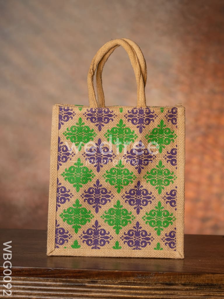 Printed Jute Bag with Zipper - WBG0092