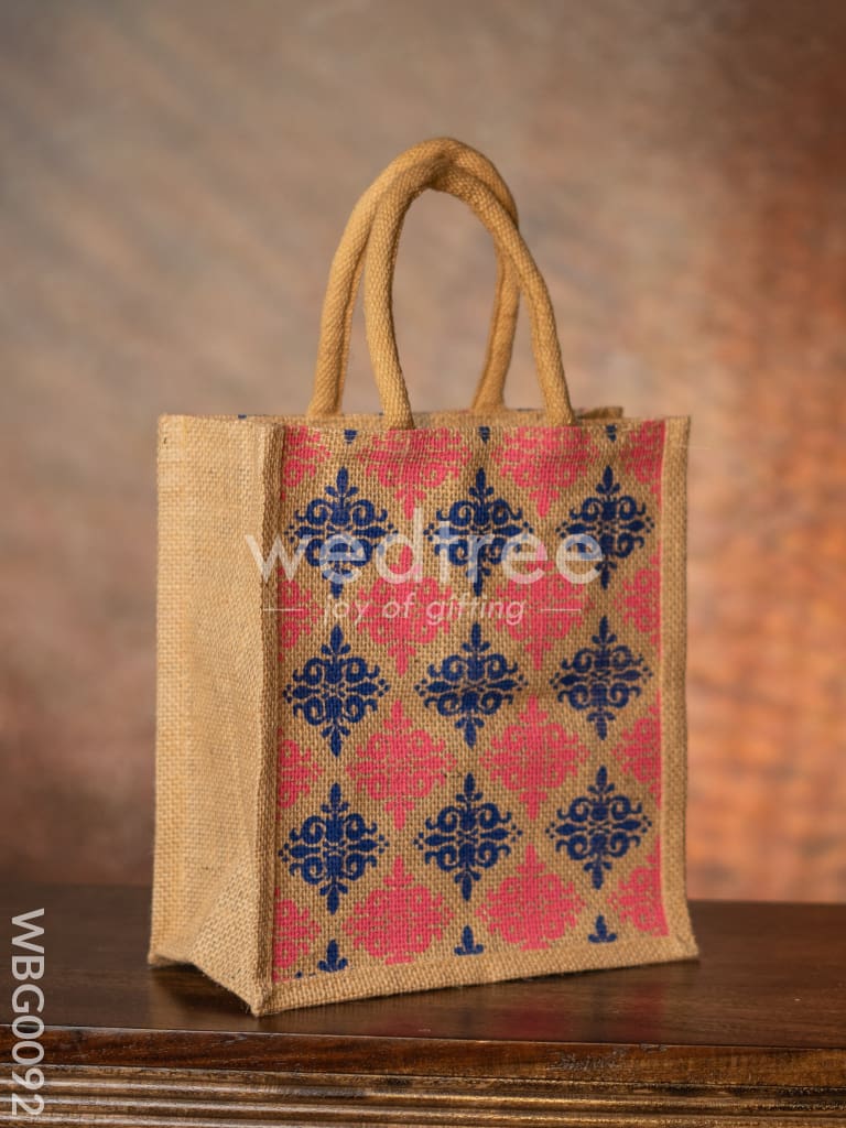 Printed Jute Bag with Zipper - WBG0092