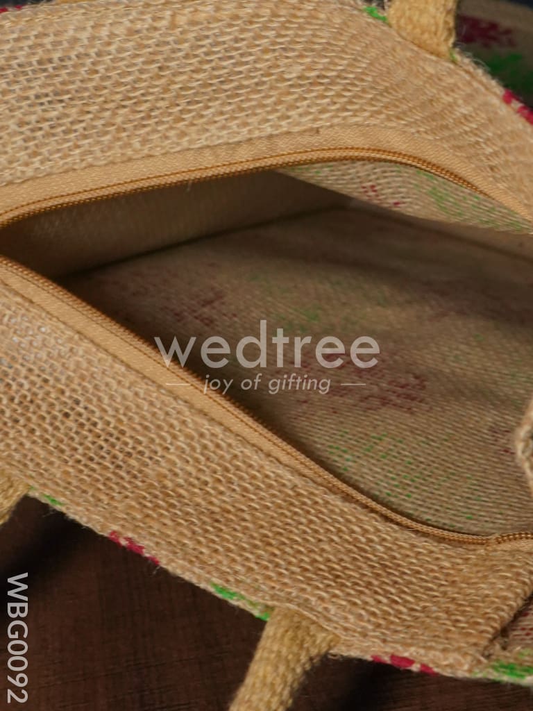 Printed Jute Bag with Zipper - WBG0092