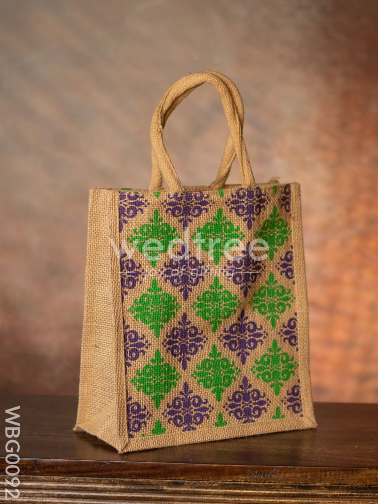 Printed Jute Bag with Zipper - WBG0092