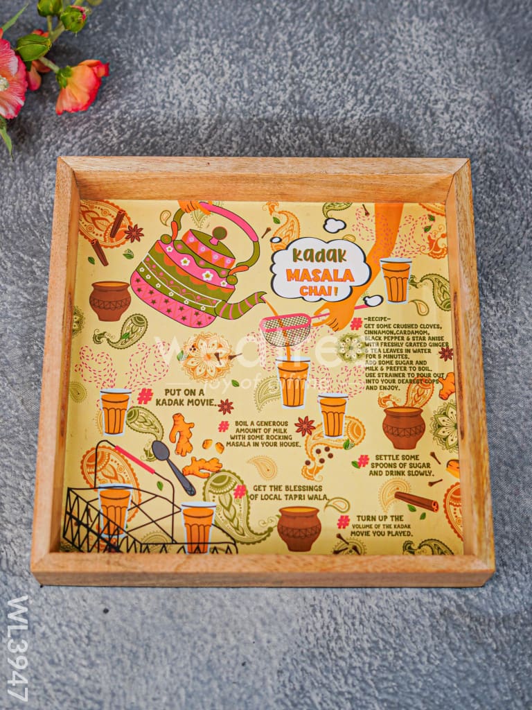 Printed Wooden Square Tray - WL3947