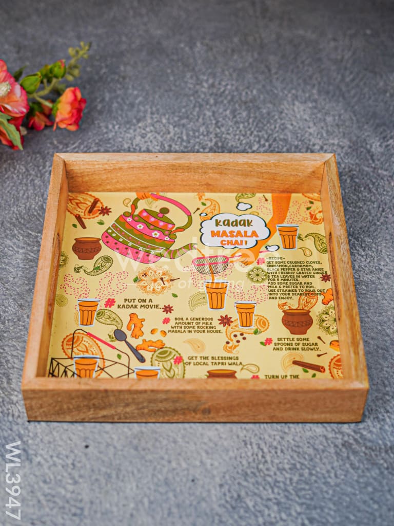 Printed Wooden Square Tray - WL3947