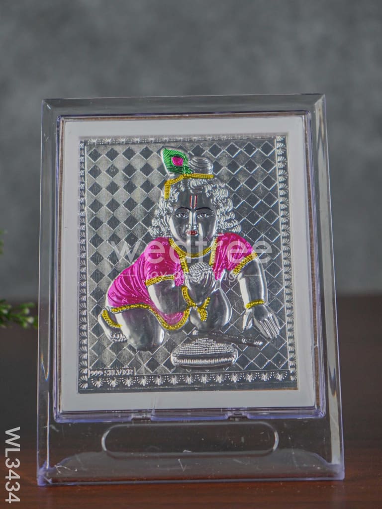 Pure Silver Krishna Photoframe with Stand - WL3434