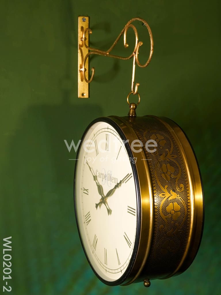 Railway clocks - Brass antique with floral design - WL0201