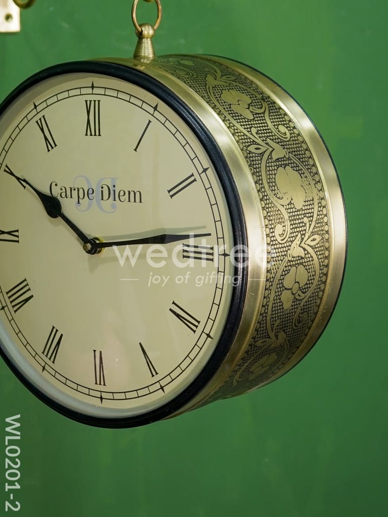 Railway clocks - Brass antique with floral design - WL0201