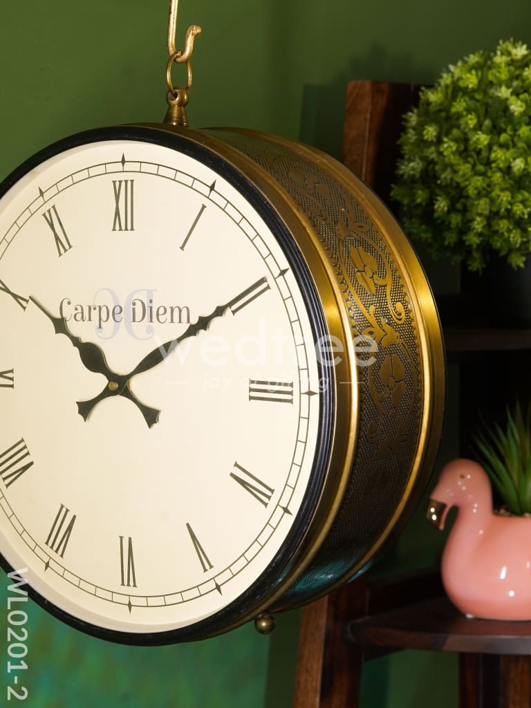 Railway clocks - Brass antique with floral design - WL0201