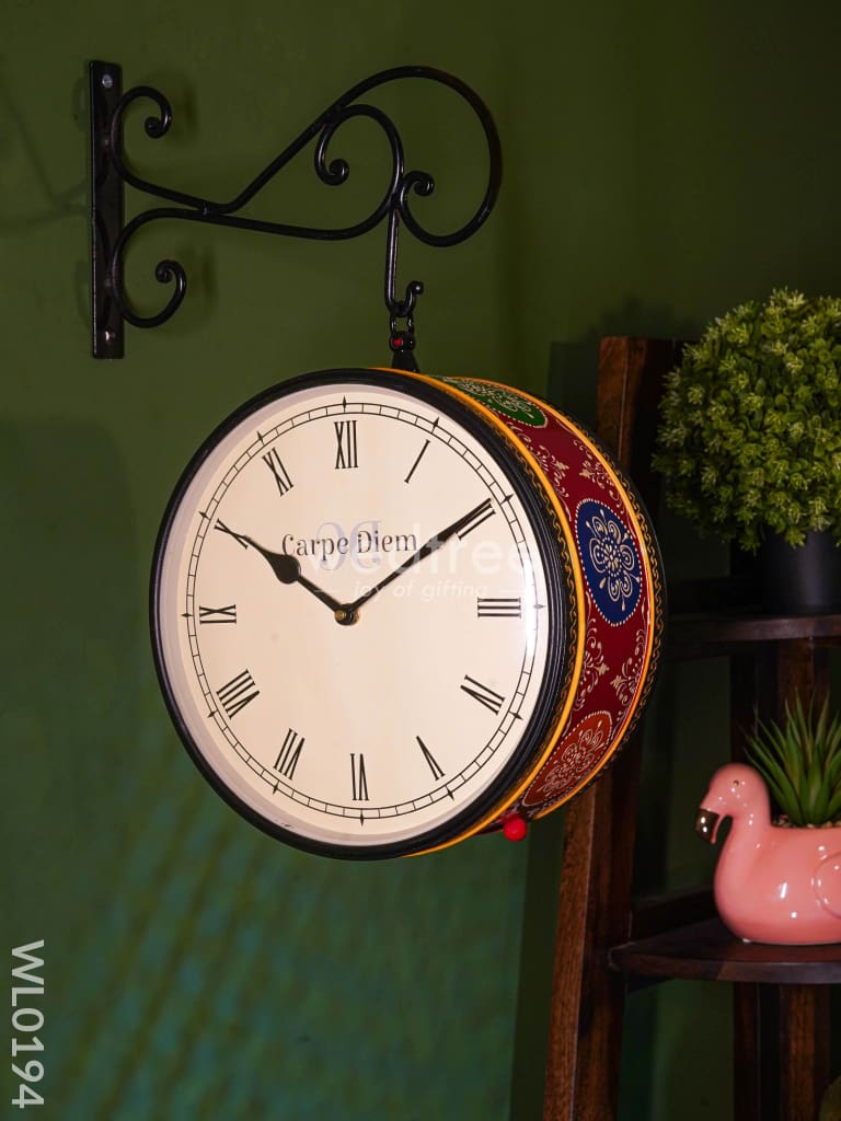 Railway clocks - Hand painted clock in Multi colour design and floral prints