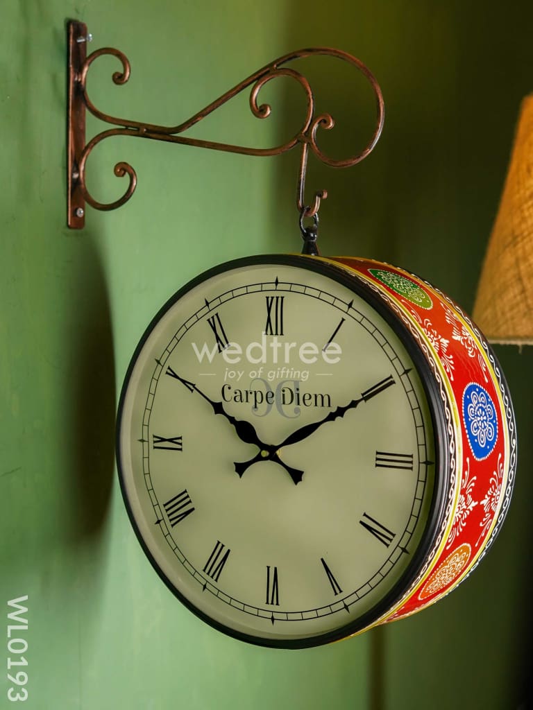 Railway clocks - Hand painted clock in Multi colour design and floral prints