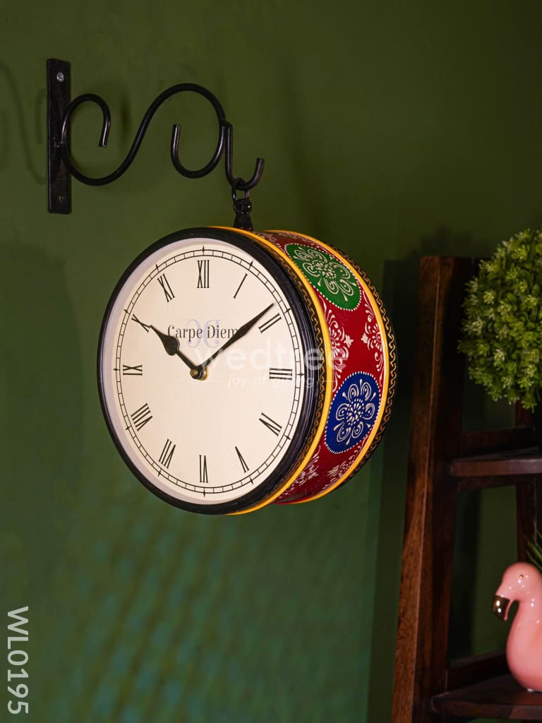 Railway clocks - Hand painted clock in Multi colour design and floral prints