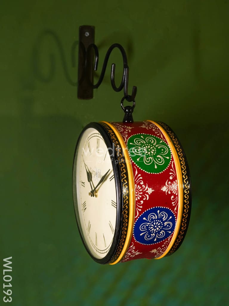 Railway clocks - Hand painted clock in Multi colour design and floral prints