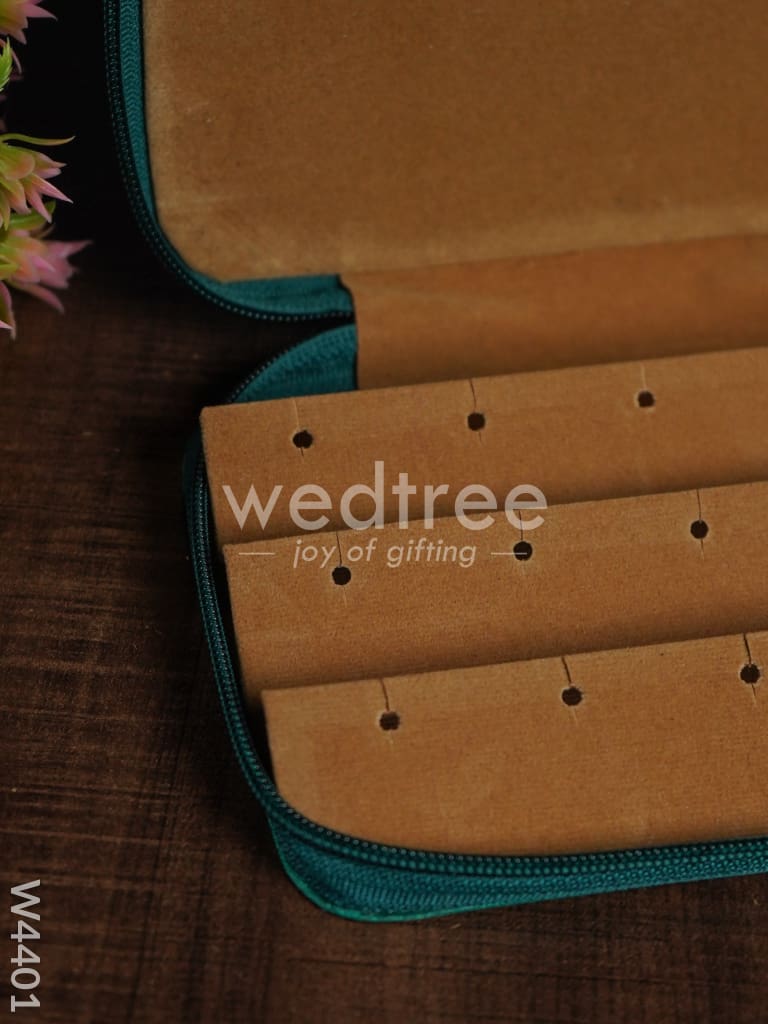 Raw silk and kalamkari rectangle earring holder - W4401