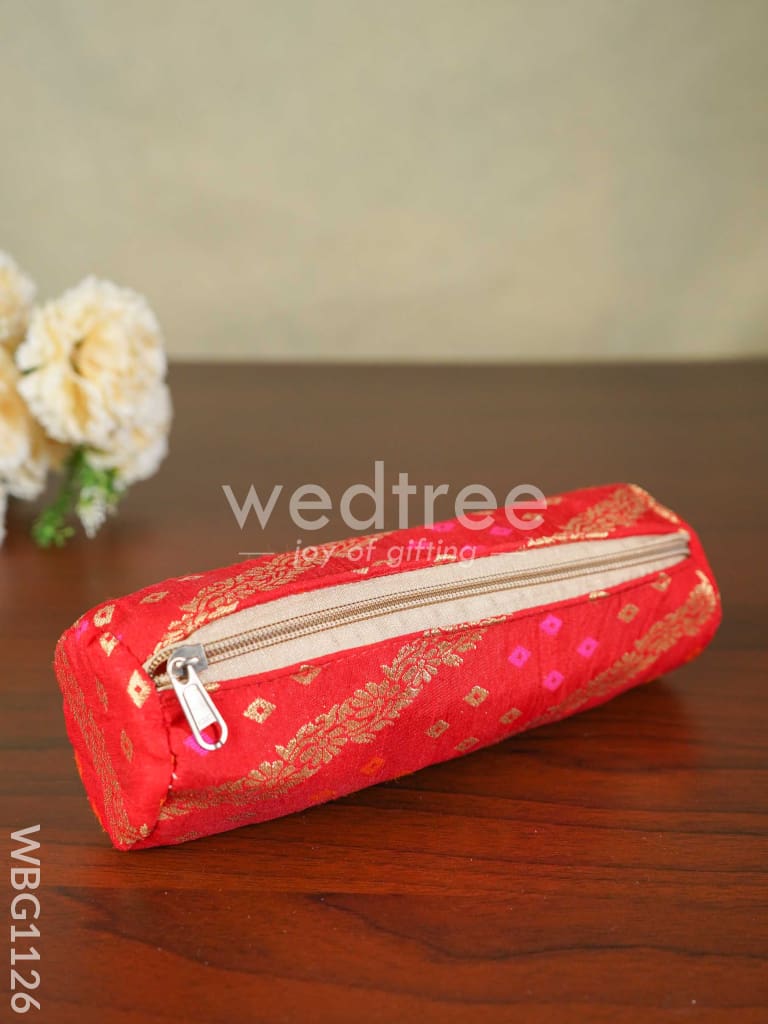 Raw Silk Fabric Pencil Pouch - WBG1126