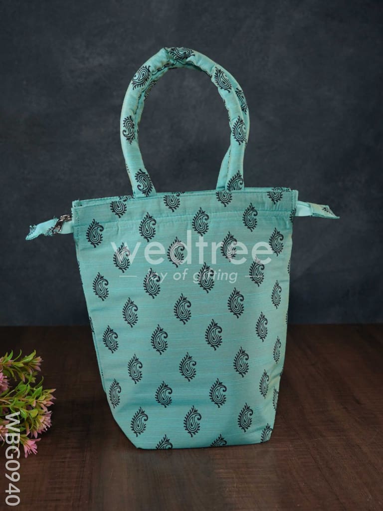Raw Silk Printed Hand Bag - WBG0940