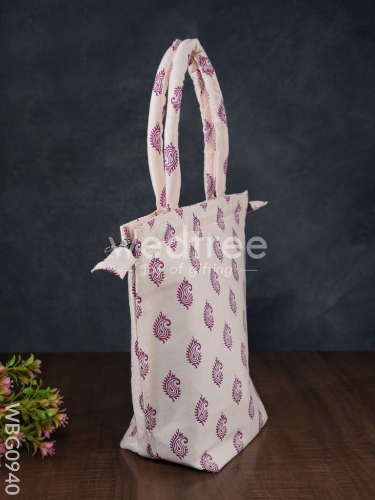 Raw Silk Printed Hand Bag - WBG0940