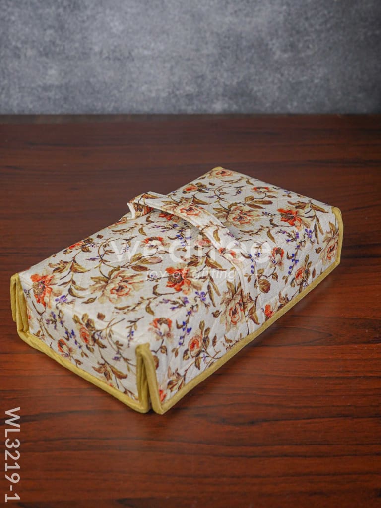 Rectangular Foldable Jewel Pouch with Floral Design (12x7) - WL3219-1