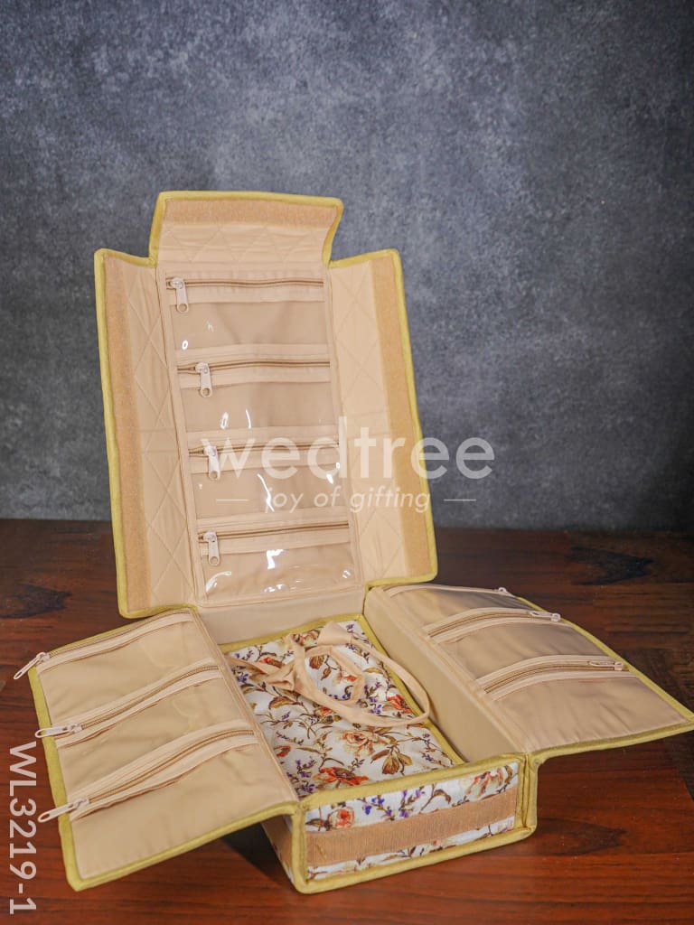 Rectangular Foldable Jewel Pouch with Floral Design (12x7) - WL3219-1
