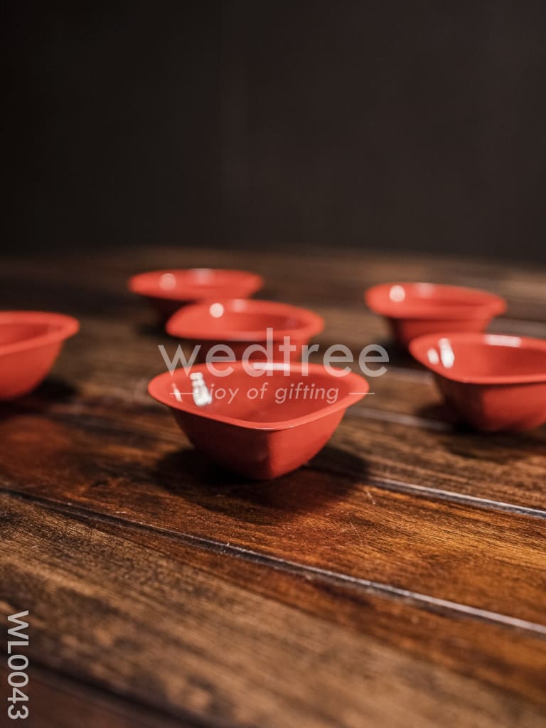 Red Metal Diya (Set of 6) - WL0043