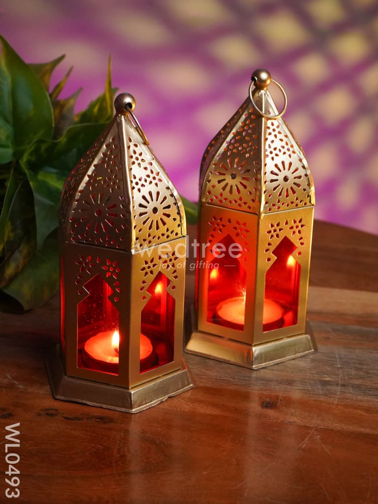 Red Metal lantern - Set of 2 - WL0493