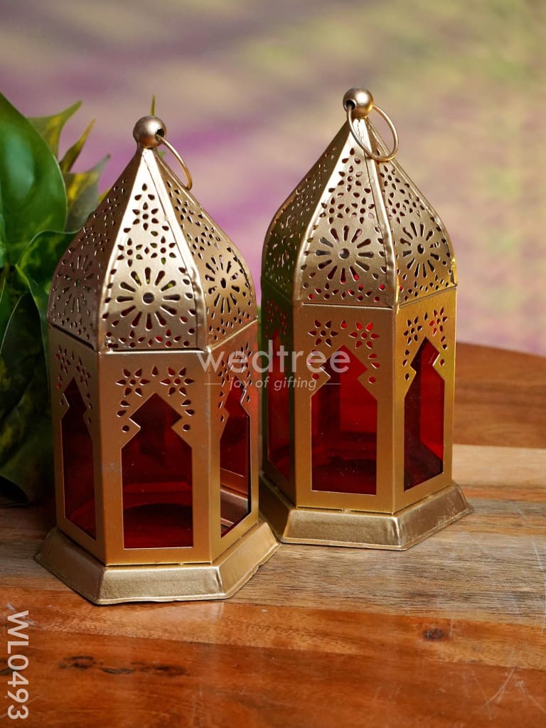 Red Metal lantern - Set of 2 - WL0493