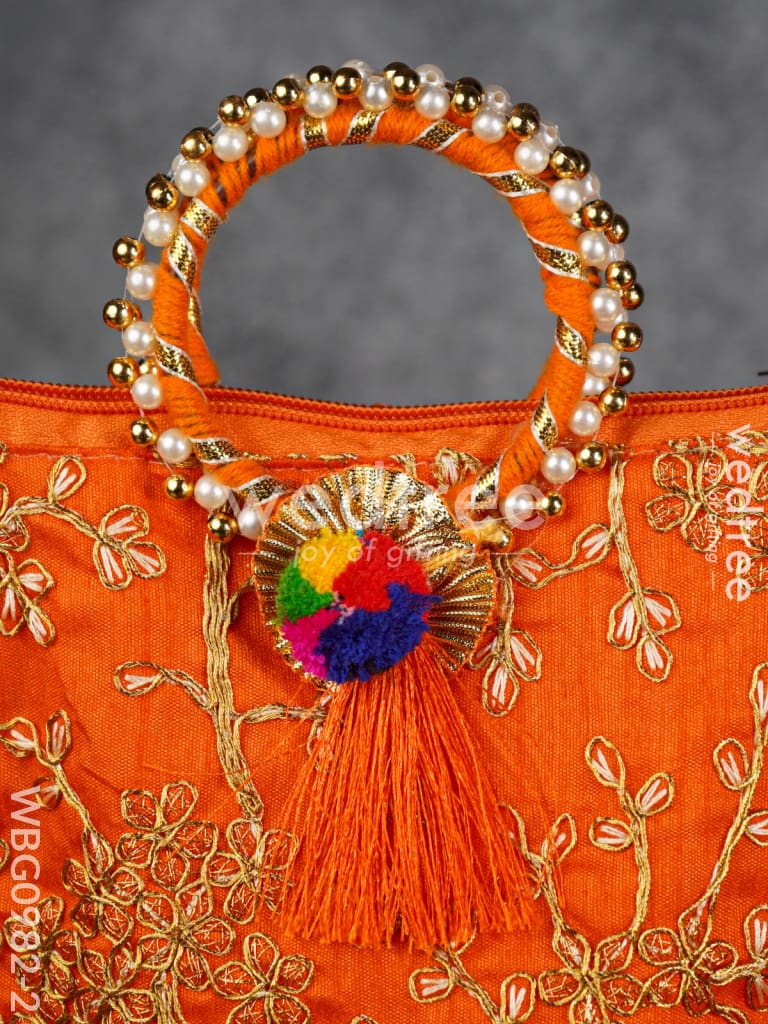 Return Gift Hand Bag with Pearl Handle - 9 inch - WBG0982-2