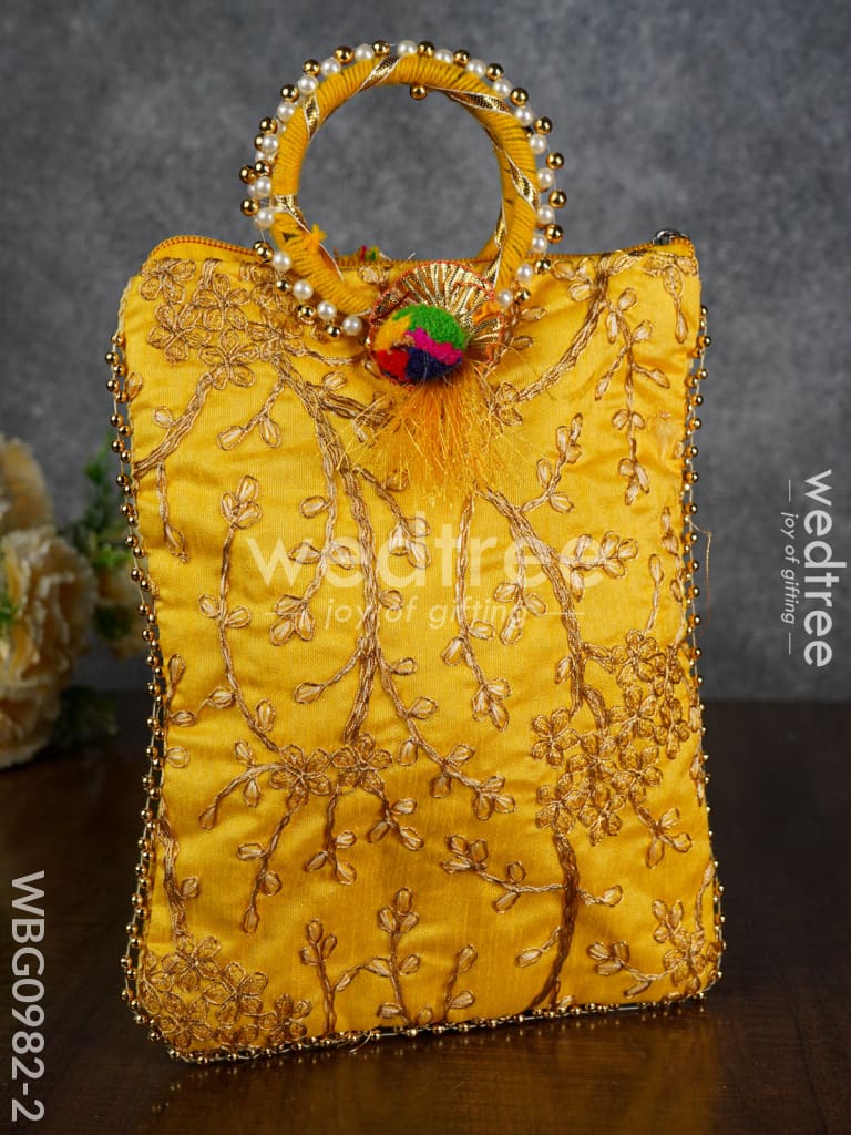 Return Gift Hand Bag with Pearl Handle - 9 inch - WBG0982-2