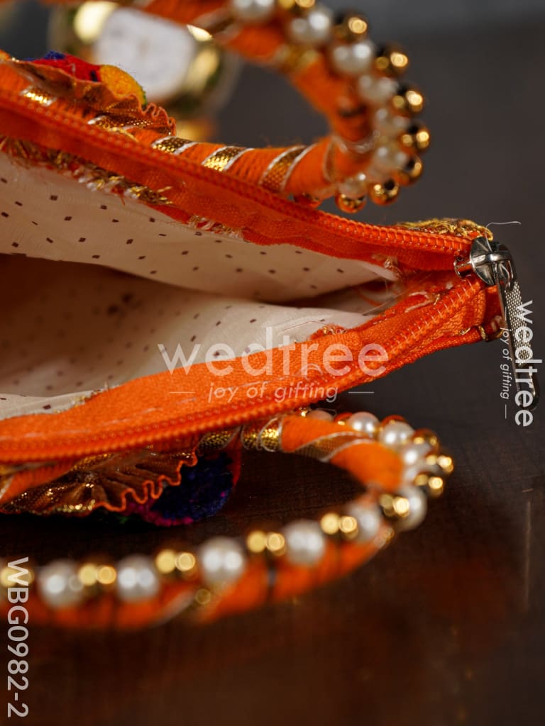 Return Gift Hand Bag with Pearl Handle - 9 inch - WBG0982-2