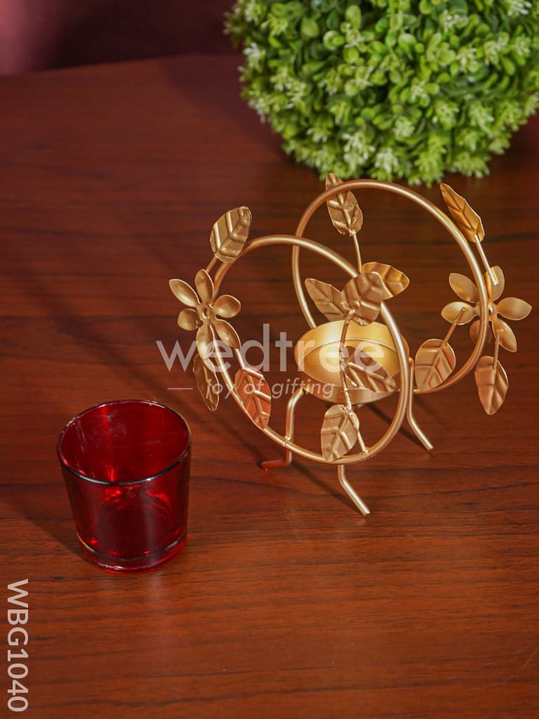Round T Light Holder with Glass - WBG1040