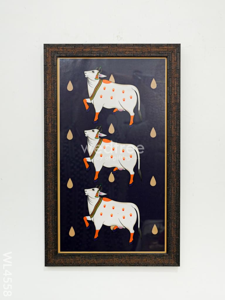 Shreenathji with Pichwai Cow Frames - 17 x 10 inch - Set of 3 - WL4558