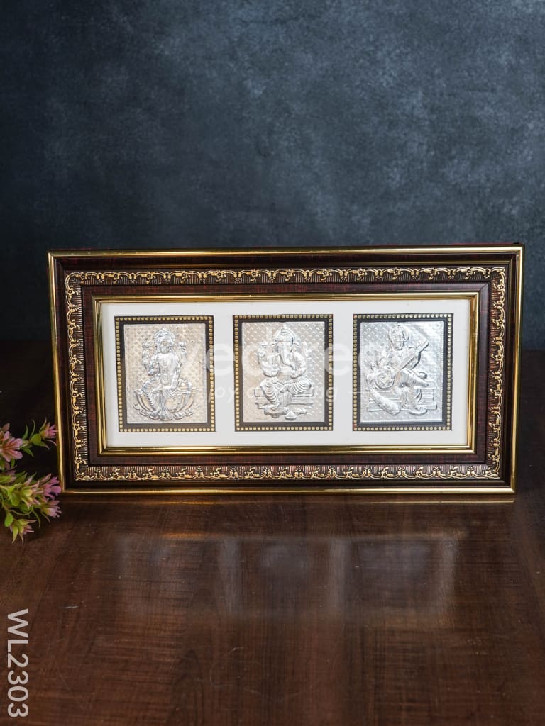 Silver Ganesh Lakshmi Saraswathi Frame - WL2303