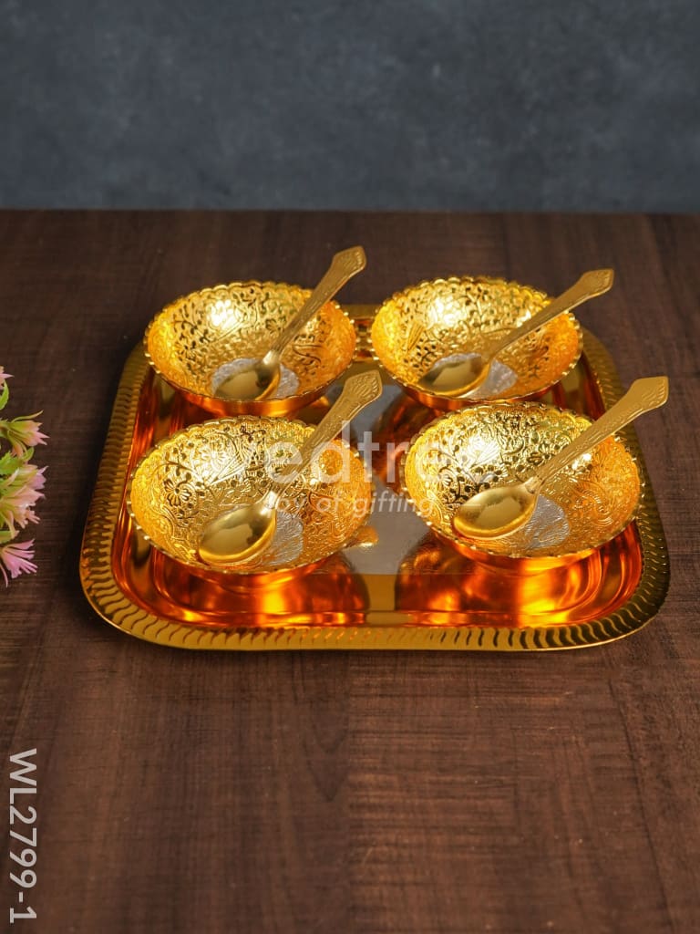 Silver & Plated Bowl (set of 4) with Plate - WL2799