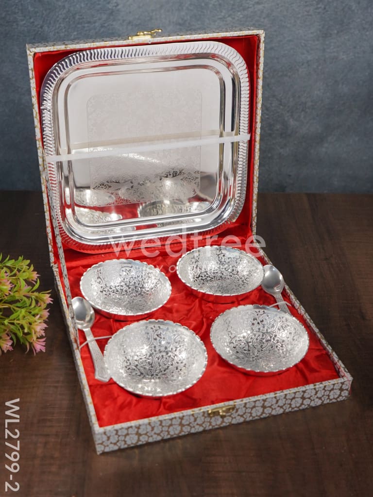 Silver & Plated Bowl (set of 4) with Plate - WL2799