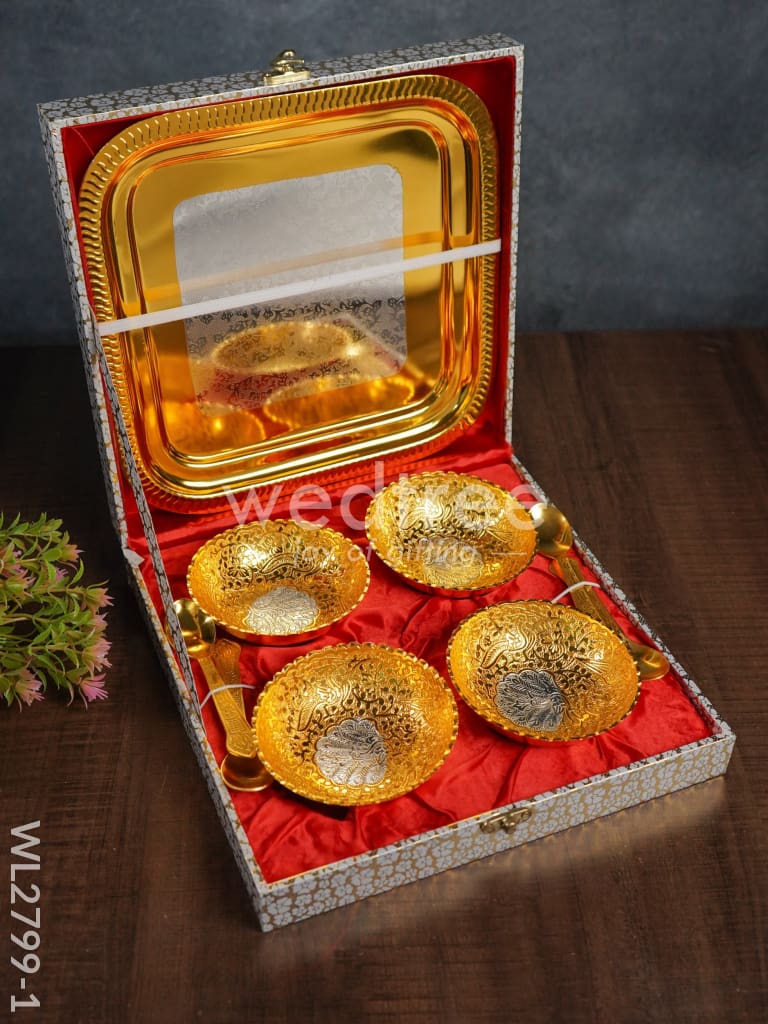 Silver & Plated Bowl (set of 4) with Plate - WL2799