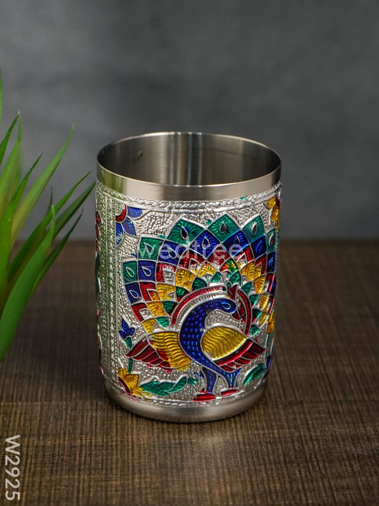 Silver Meenakari Glass - W2925
