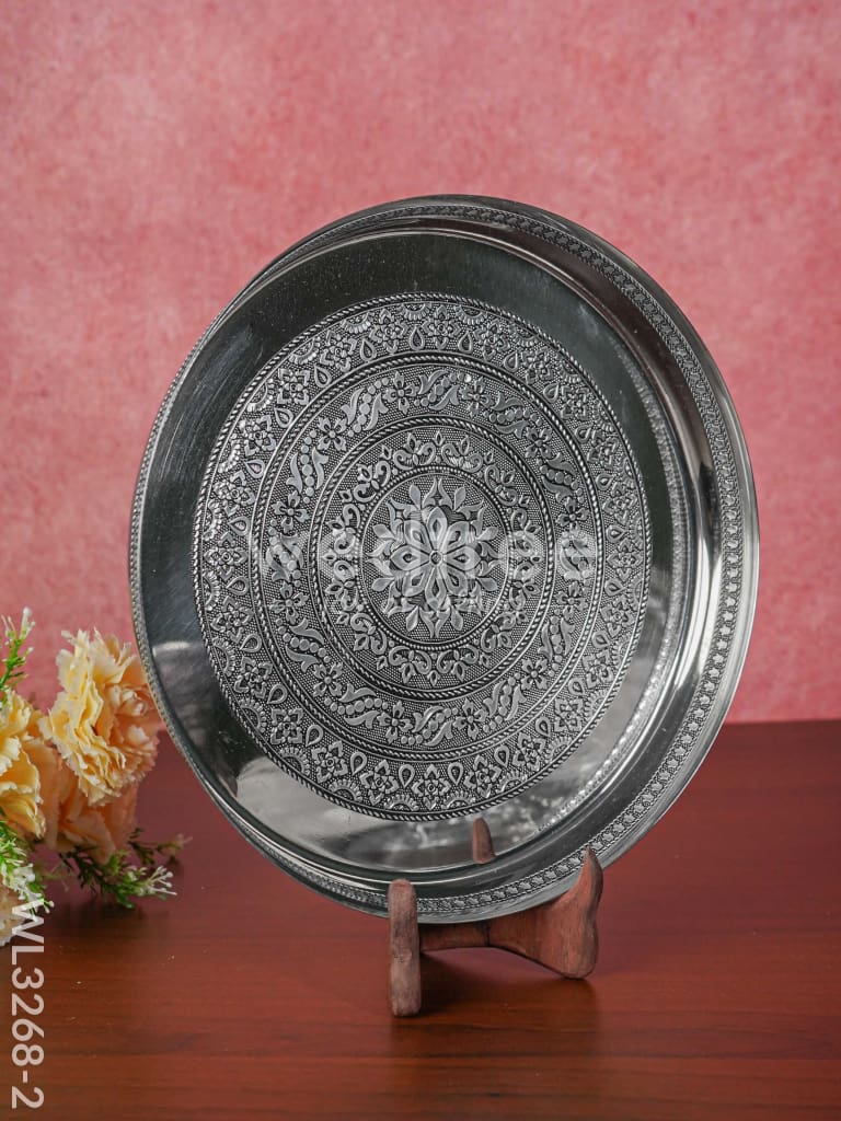 Silver Oxidised Thali Set - 11.5 inch - WL3268-2