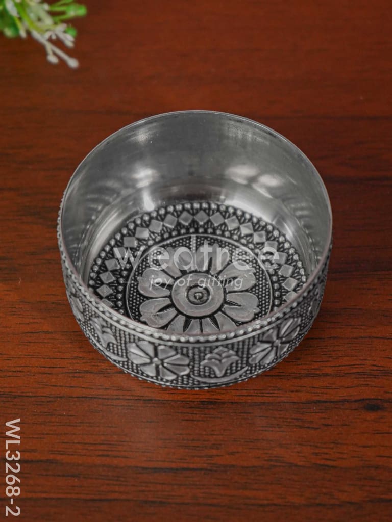 Silver Oxidised Thali Set - 11.5 inch - WL3268-2
