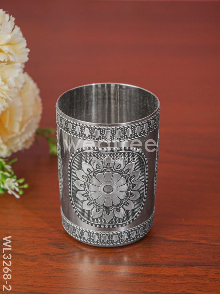 Silver Oxidised Thali Set - 11.5 inch - WL3268-2