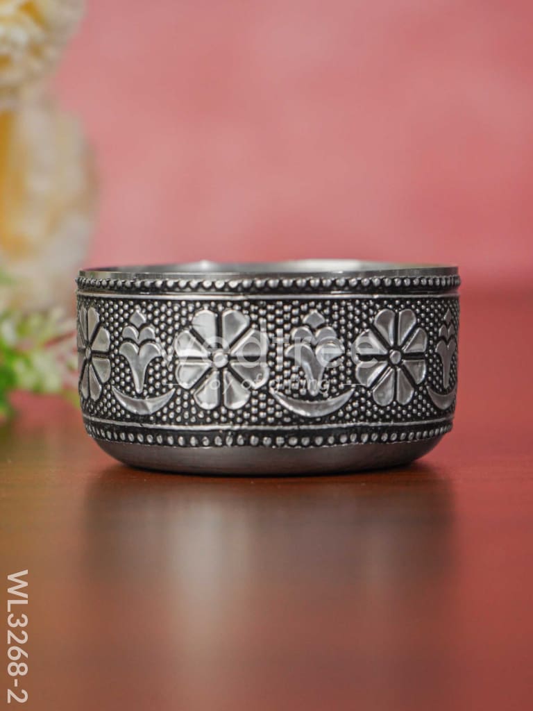 Silver Oxidised Thali Set - 11.5 inch - WL3268-2