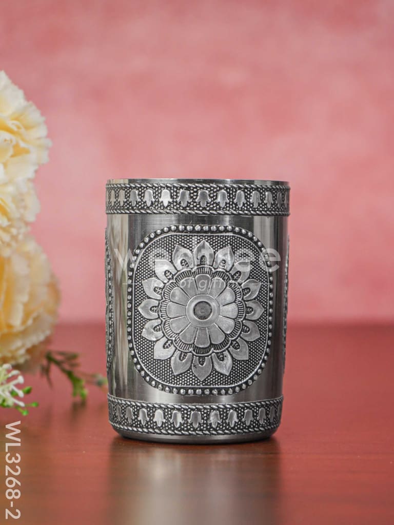 Silver Oxidised Thali Set - 11.5 inch - WL3268-2