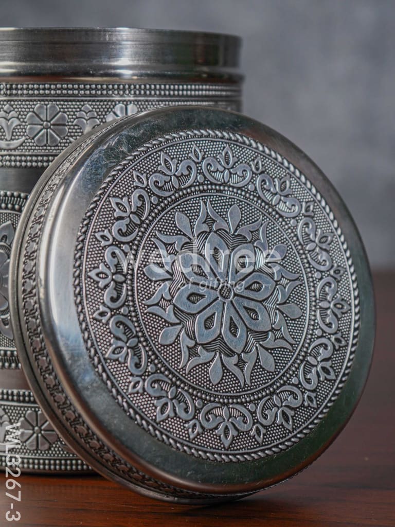 Silver Oxidized Dabba - 7 inch - WL3267-3